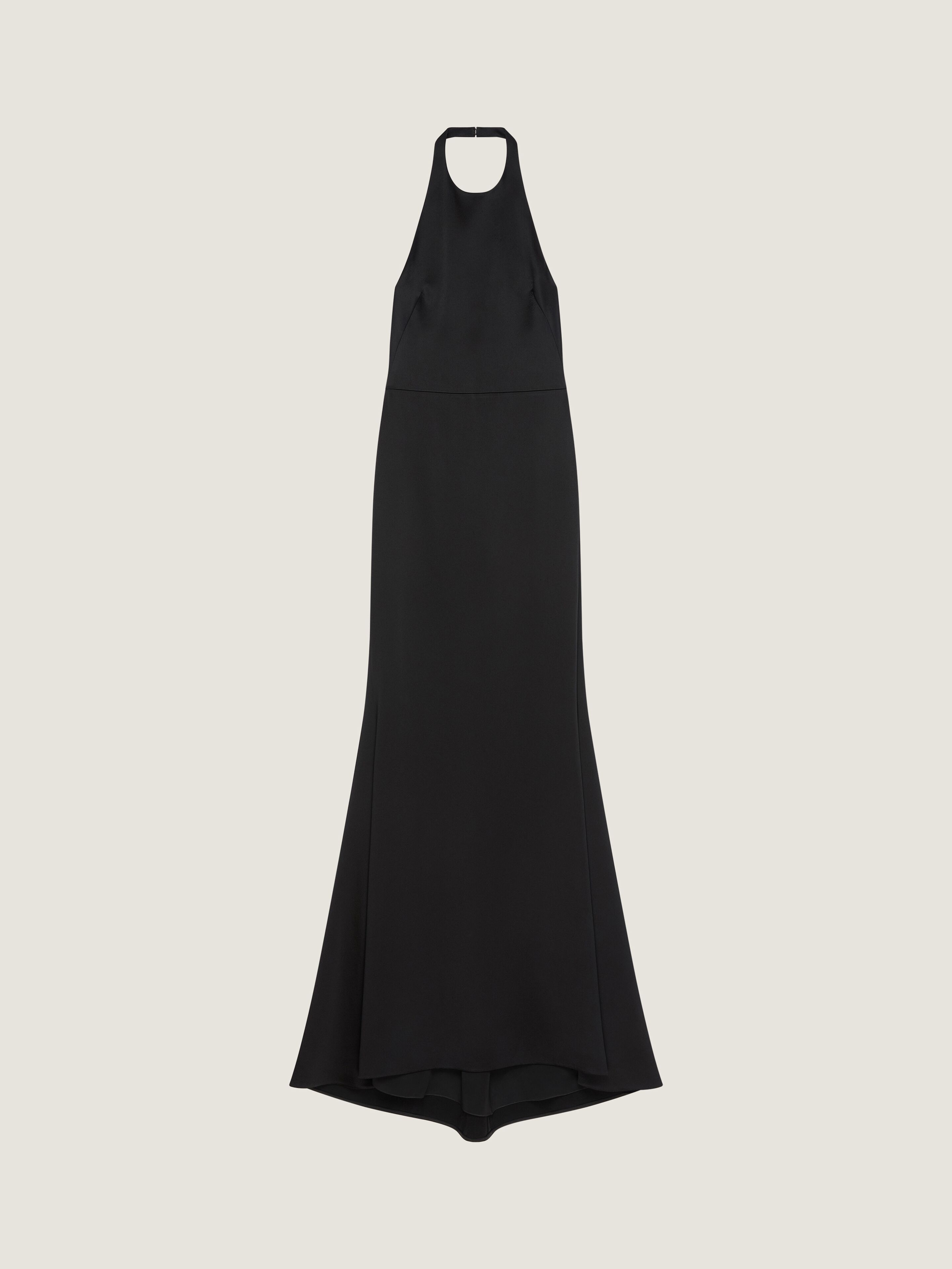 Halter neck dress in crepe and satin
